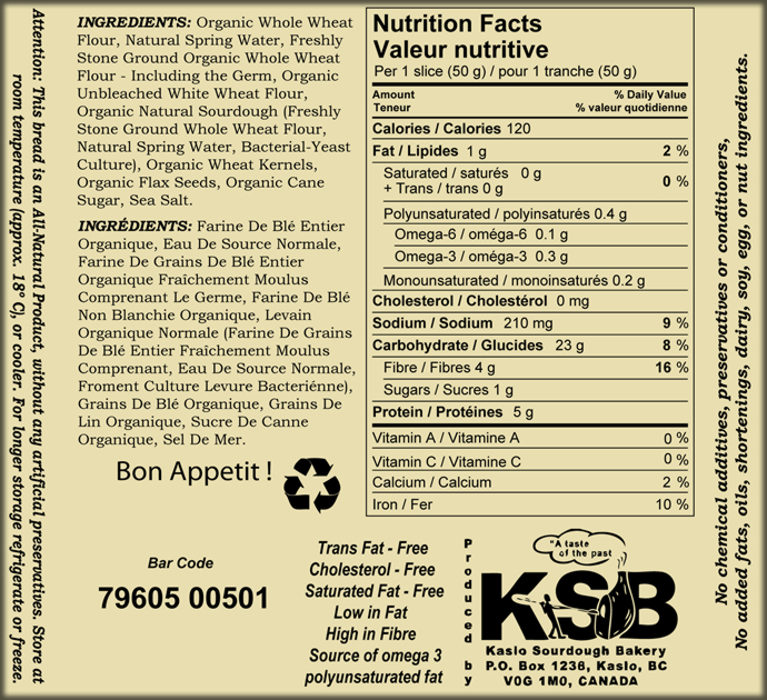 Wheatberry Sliced Sourdough Bread by Kaslo Sourdough Bakery